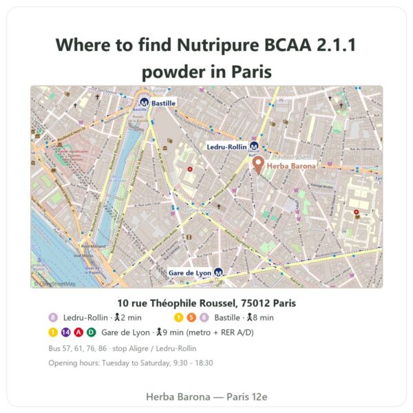 Where to find BCAA 2.1.1 Nutripure powder 220 g - Herba Barona Paris