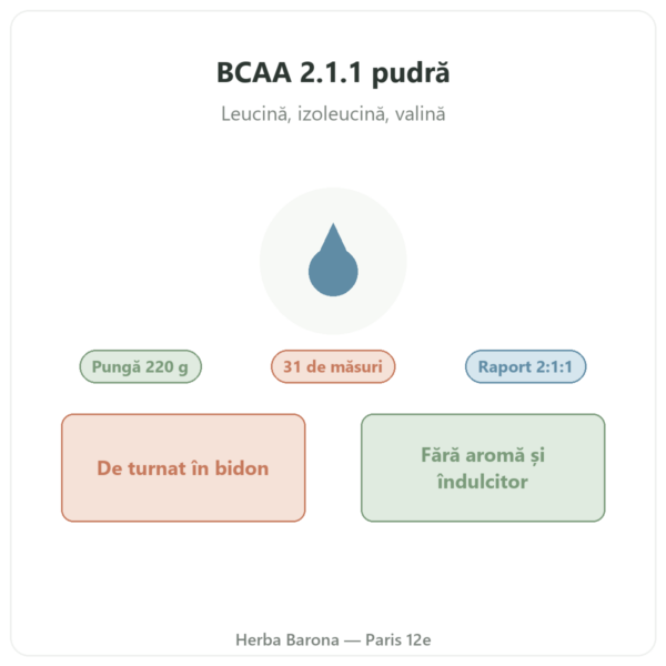 BCAA 2.1.1 Nutripure pudră 220 g prezentare Paris Herba Barona