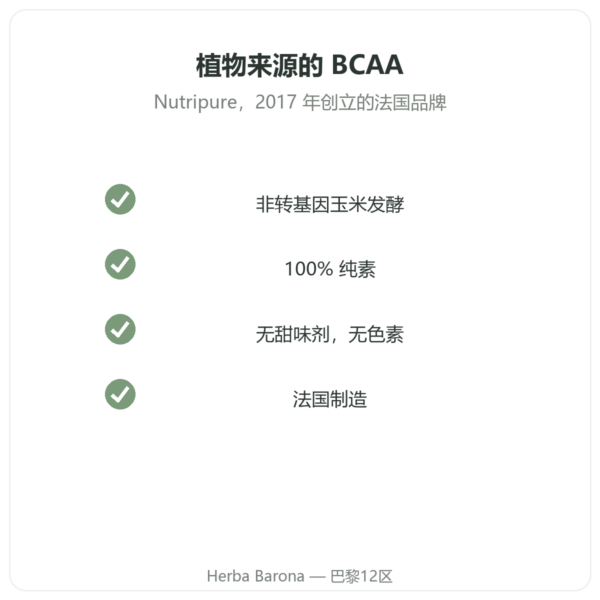 BCAA 2.1.1 Nutripure 粉末 220 g 品质 Paris Herba Barona