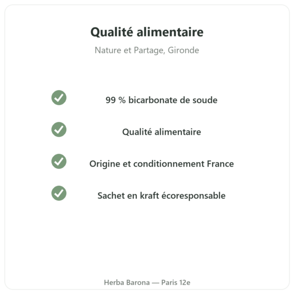 Bicarbonate de soude alimentaire Nature et Partage 500 g qualité Paris Herba Barona