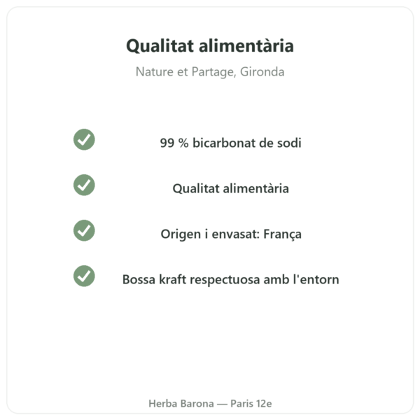 Bicarbonat de sodi alimentari 500 g – Nature et Partage qualitat Paris Herba Barona