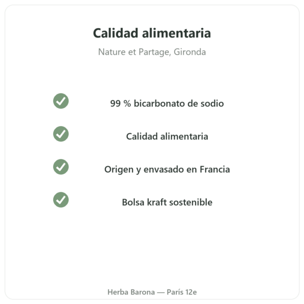 Bicarbonato de sodio alimentario 500 g – Nature et Partage calidad Paris Herba Barona