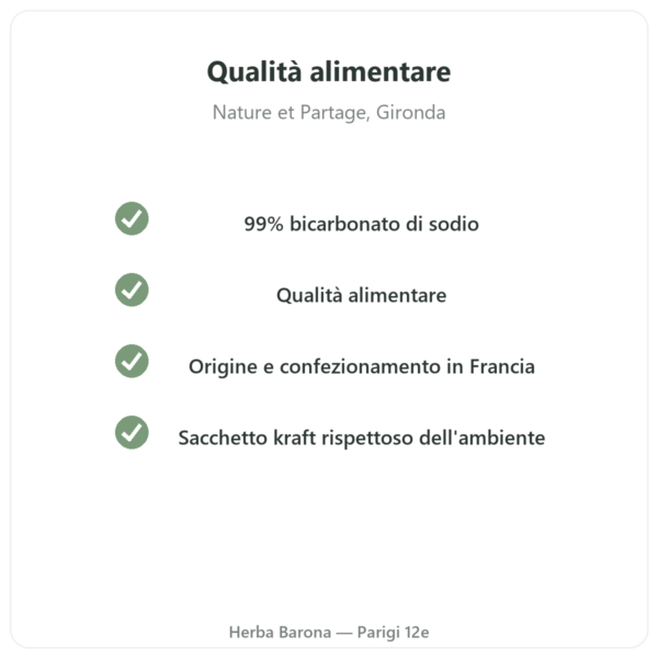 Bicarbonato di sodio alimentare 500 g – Nature et Partage qualità Paris Herba Barona