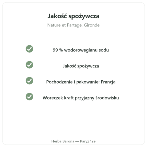 Wodorowęglan sodu spożywczy 500 g – Nature et Partage – 500 g jakość Paris Herba Barona