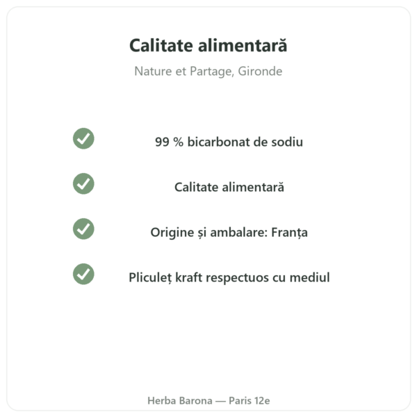 Bicarbonat de sodiu alimentar 500 g – Nature et Partage – 500 g calitate Paris Herba Barona
