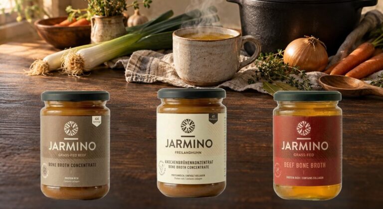Concentré de bouillon d'os de bœuf bio, concentré de bouillon d'os de poulet et bouillon d'os de bœuf bio 350 ml Jarmino, Herba Barona Paris 12e