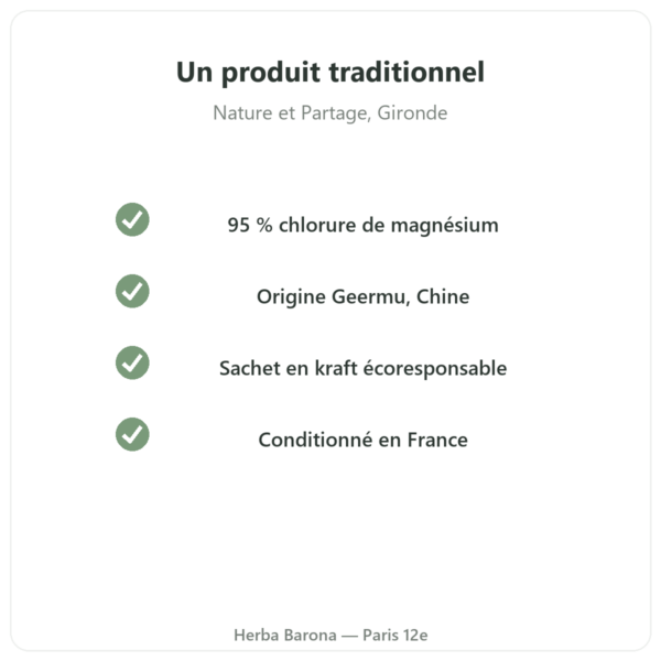 Chlorure de magnésium Nigari Nature et Partage 500 g qualité Paris Herba Barona