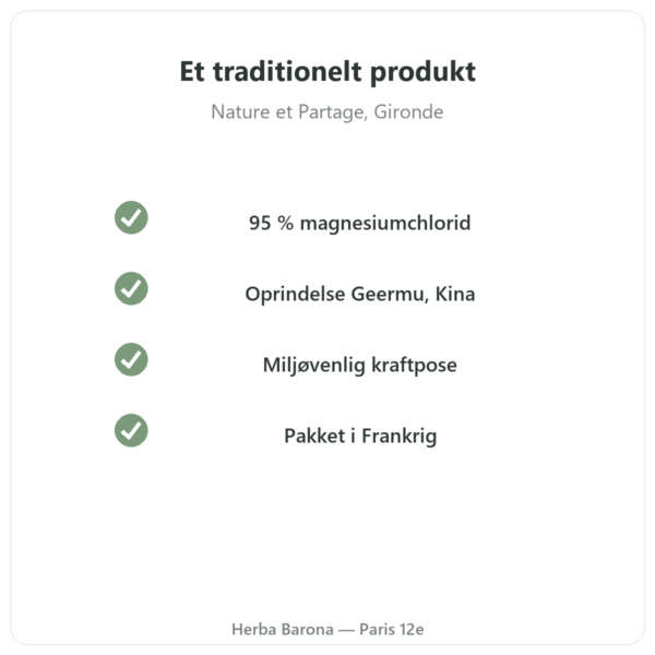 Magnesiumchlorid (nigari) – Nature et Partage – 500 g kvalitet Paris Herba Barona