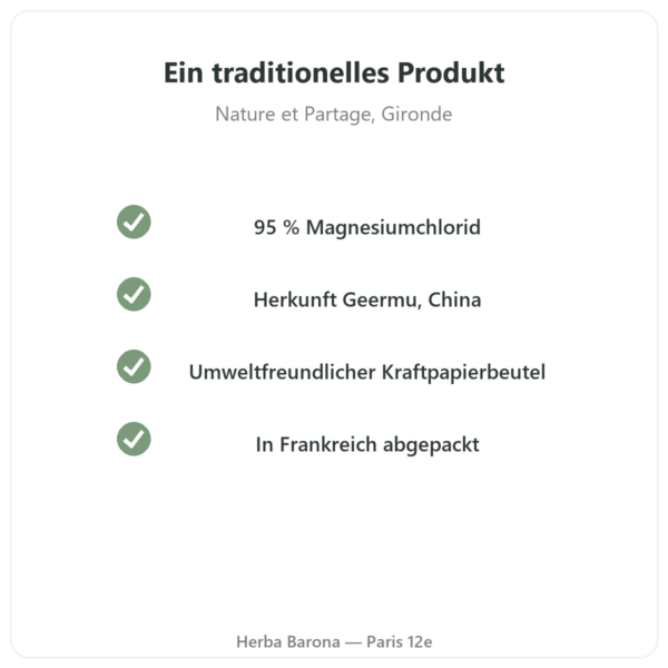 Magnesiumchlorid (Nigari) – Nature et Partage – 500 g Qualität Paris Herba Barona