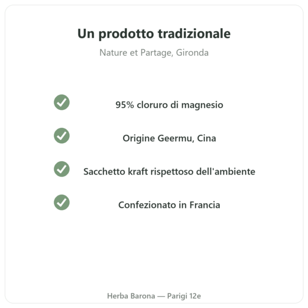 Cloruro di magnesio (Nigari) – Nature et Partage – 500 g qualità Paris Herba Barona