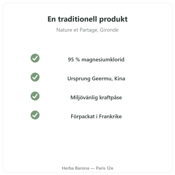 Magnesiumklorid (nigari) – Nature et Partage – 500 g kvalitet Paris Herba Barona