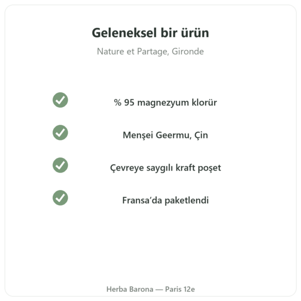 Magnezyum Klorür (Nigari) – Nature et Partage – 500 g kalite Paris Herba Barona