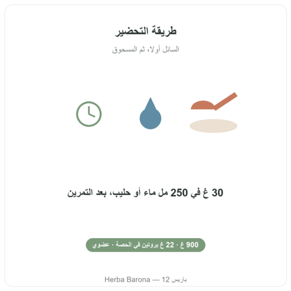 مركّز الواي العضوي بالشوكولاتة Greenwhey 900 غ طريقة الاستعمال Paris Herba Barona