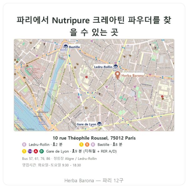 구입처 크레아틴 Creapure® Nutripure 파우더 1 kg - Herba Barona Paris