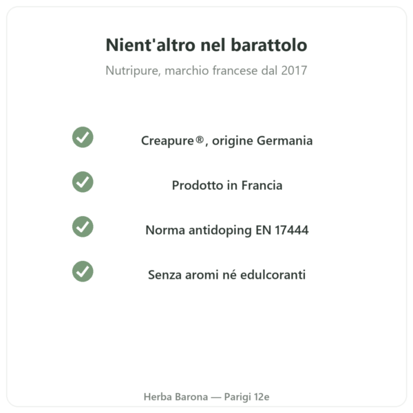 Creatina Creapure® Nutripure in polvere 1 kg qualità Paris Herba Barona