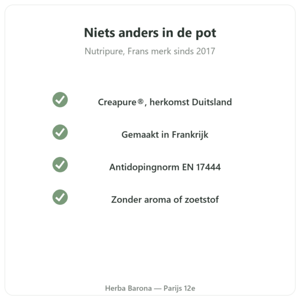 Creatine Creapure® Nutripure poeder 1 kg kwaliteit Paris Herba Barona