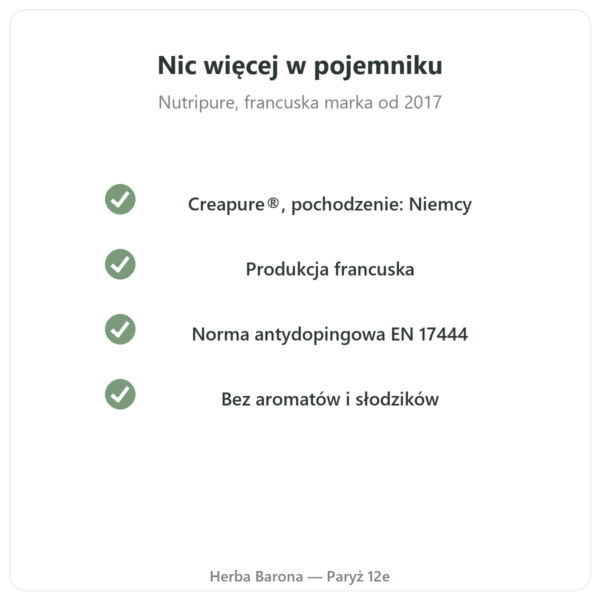 Kreatyna Creapure® Nutripure w proszku 1 kg jakość Paris Herba Barona