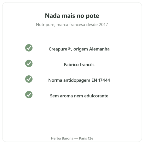 Creatina Creapure® Nutripure em pó 1 kg qualidade Paris Herba Barona