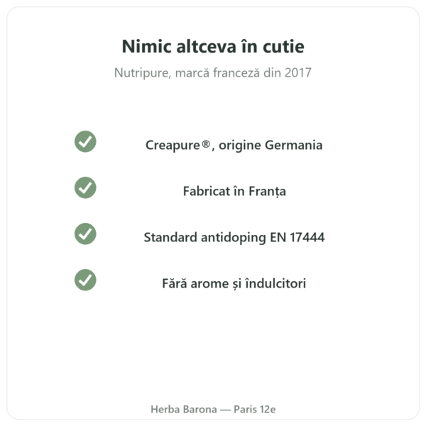 Creatină Creapure® Nutripure pudră 1 kg calitate Paris Herba Barona