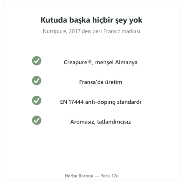 Kreatin Creapure® Nutripure toz 1 kg kalite Paris Herba Barona