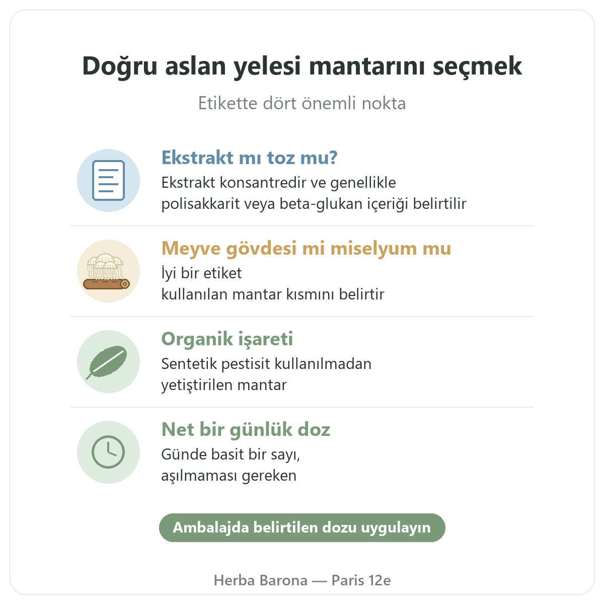 Aslan Yelesi Mantarı Paris: iyi seçim, Herba Barona Paris 12