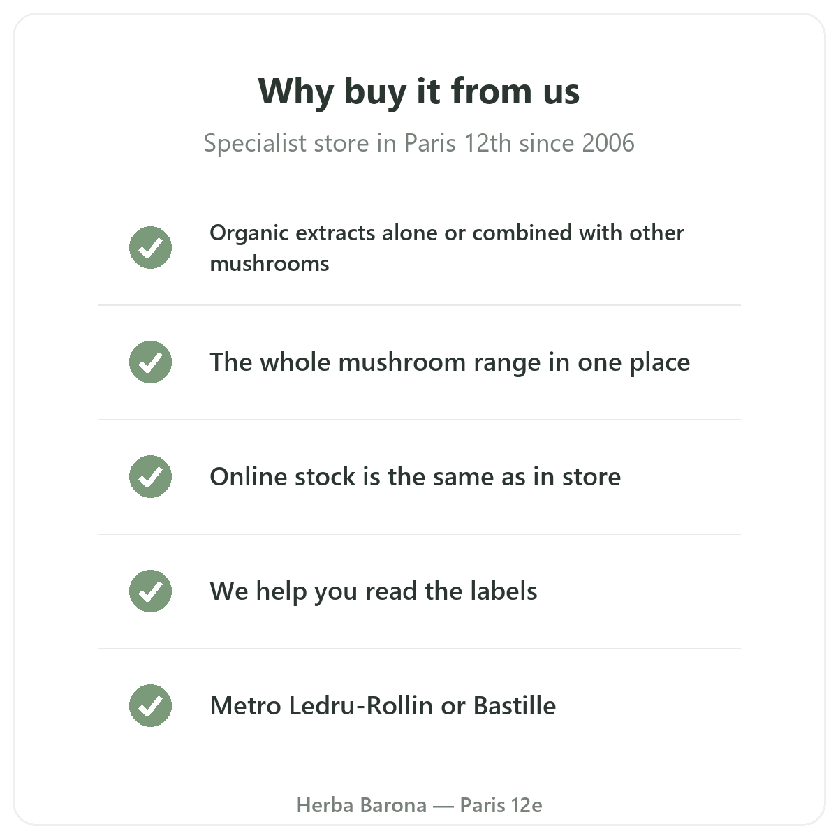 Lion's Mane Paris: why buy from Herba Barona Paris 12th
