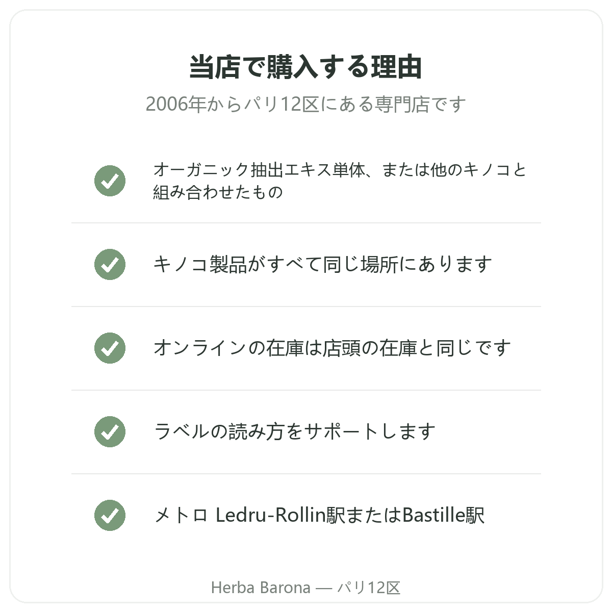 パリのヤマブシタケ:Herba Baronaパリ12区で購入する理由