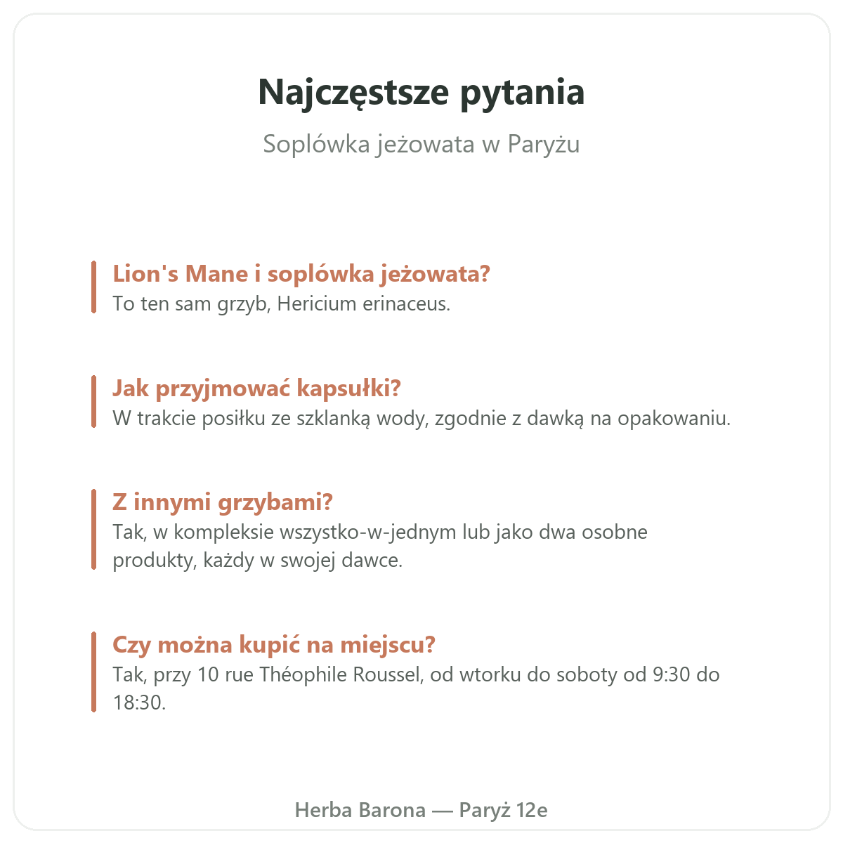 Soplówka jeżowata Paryż: najczęstsze pytania, Herba Barona Paryż 12
