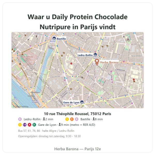 Waar te vinden Daily Protein Chocolade Nutripure 750 g - Herba Barona Paris