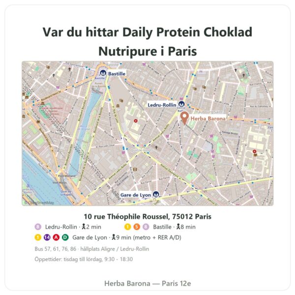 Var finns Daily Protein Choklad Nutripure 750 g - Herba Barona Paris