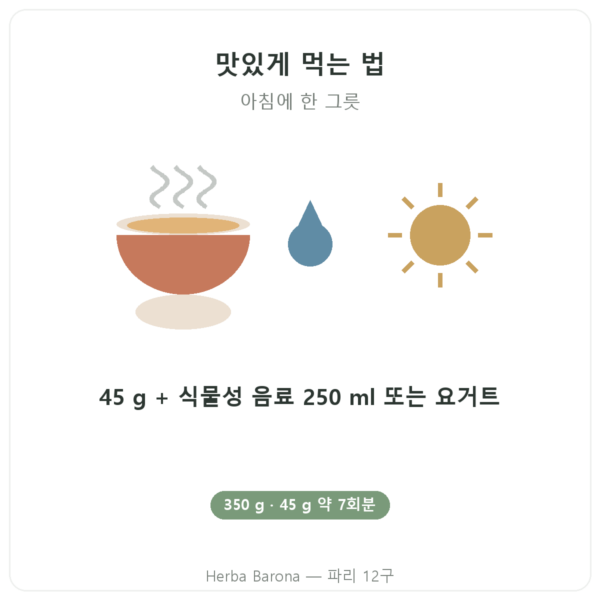 Pure Granola 바나나 캐슈 유기농 Nutripure 350 g 섭취 방법 Paris Herba Barona