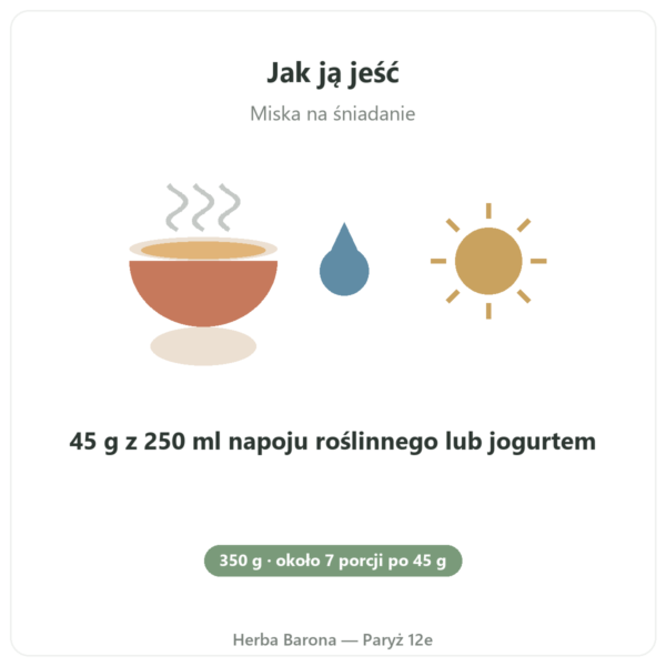 Pure Granola Banan Nerkowiec bio Nutripure 350 g sposób użycia Paris Herba Barona