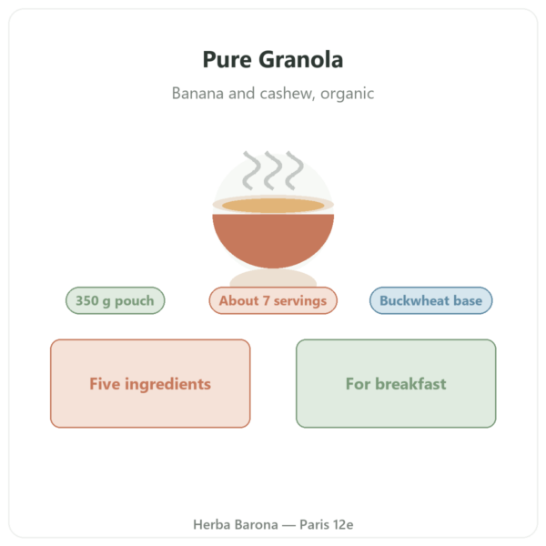 Pure Granola Banana Cashew organic Nutripure 350 g presentation Paris Herba Barona