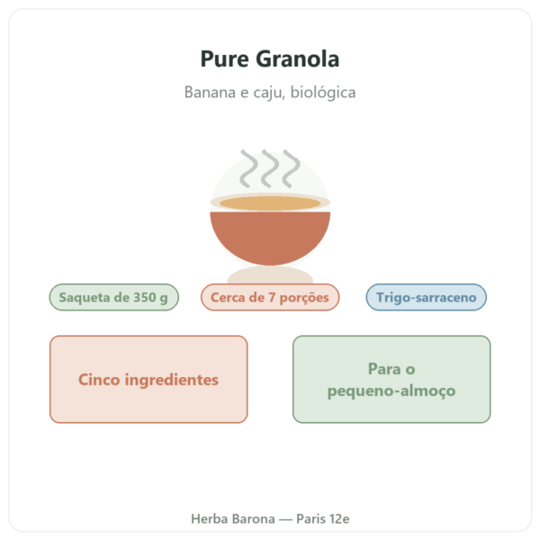 Pure Granola Banana Caju biológica Nutripure 350 g apresentação Paris Herba Barona
