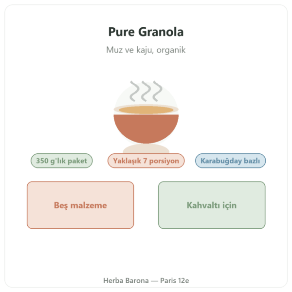 Pure Granola Muz Kaju organik Nutripure 350 g tanıtım Paris Herba Barona
