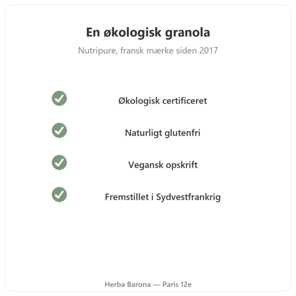 Pure Granola Banan Cashew økologisk Nutripure 350 g kvalitet Paris Herba Barona