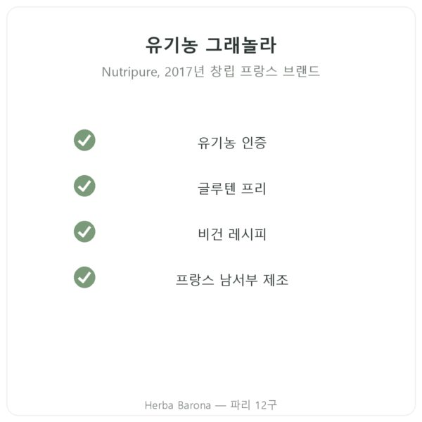 Pure Granola 바나나 캐슈 유기농 Nutripure 350 g 품질 Paris Herba Barona