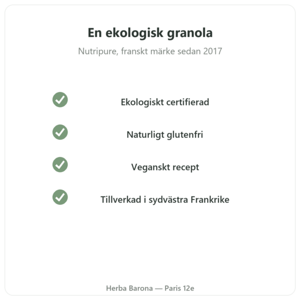 Pure Granola Banan Cashew ekologisk Nutripure 350 g kvalitet Paris Herba Barona