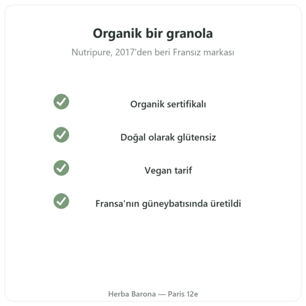 Pure Granola Muz Kaju organik Nutripure 350 g kalite Paris Herba Barona