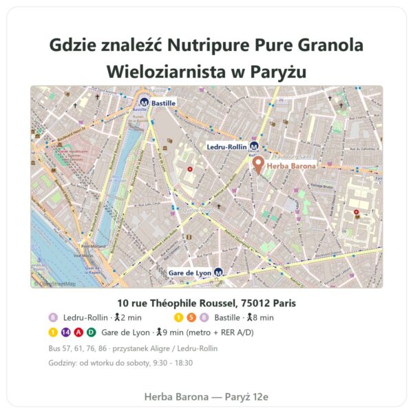 Gdzie kupić Pure Granola Wieloziarnista bio Nutripure 350 g - Herba Barona Paris