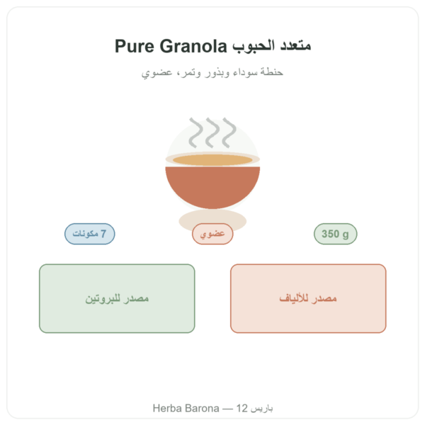 Pure Granola متعدد الحبوب عضوي Nutripure 350 غ تقديم Paris Herba Barona
