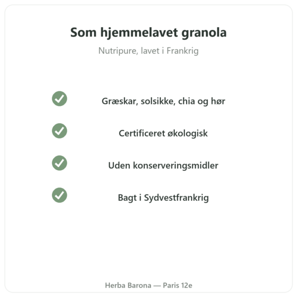 Pure Granola Flerkorn økologisk Nutripure 350 g kvalitet Paris Herba Barona
