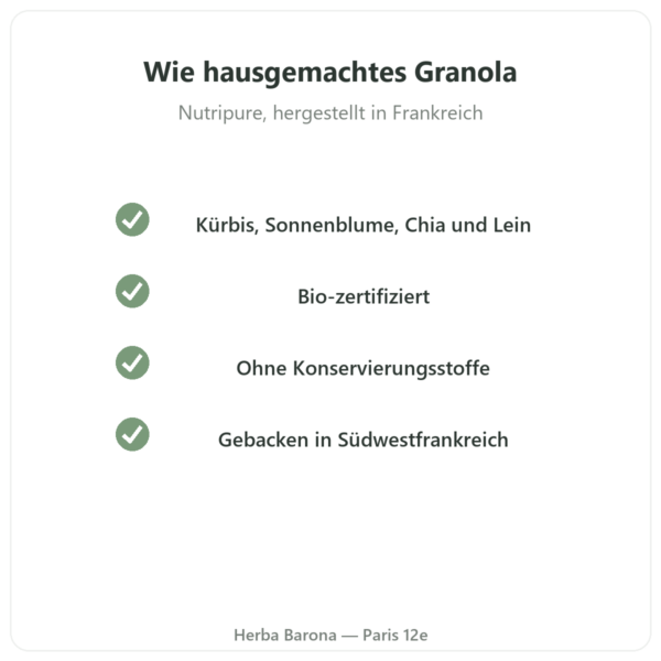 Pure Granola Mehrkorn Bio Nutripure 350 g Qualität Paris Herba Barona
