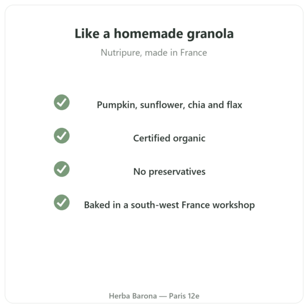Pure Granola Multigrain organic Nutripure 350 g quality Paris Herba Barona