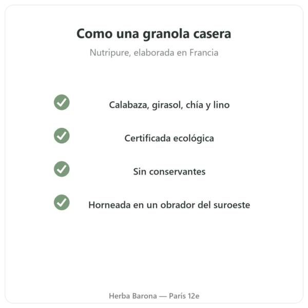 Pure Granola Multicereales ecológico Nutripure 350 g calidad Paris Herba Barona