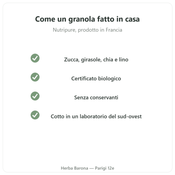 Pure Granola Multicereali biologico Nutripure 350 g qualità Paris Herba Barona