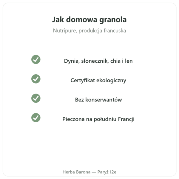 Pure Granola Wieloziarnista bio Nutripure 350 g jakość Paris Herba Barona
