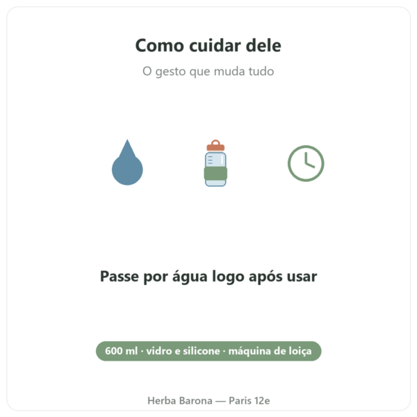 Shaker de proteína em vidro GreenShaker 2.0 Greenwhey 600 ml modo de utilização Paris Herba Barona