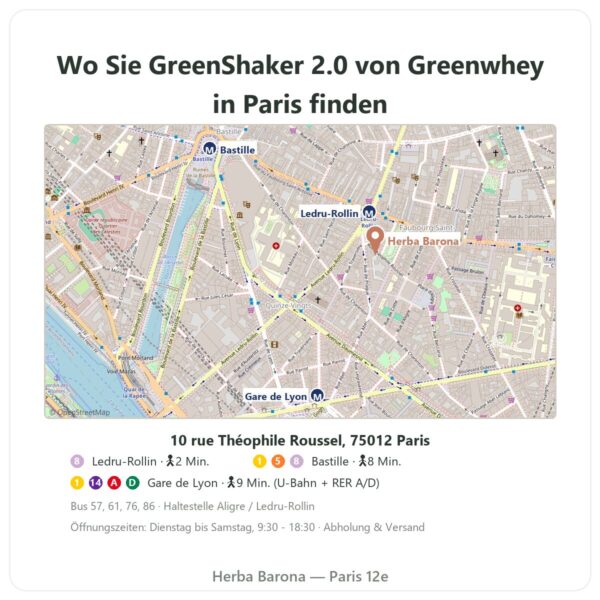 Wo zu finden Greenwhey GreenShaker 2.0 Protein-Shaker aus Glas 600 ml - Herba Barona Paris