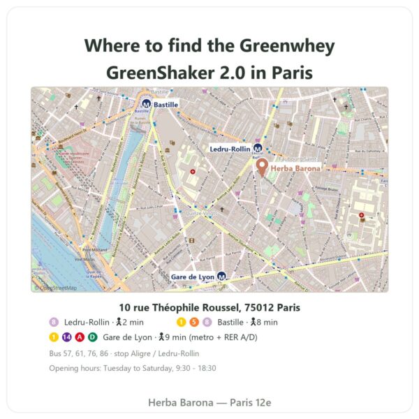 Where to find Greenwhey GreenShaker 2.0 Glass Protein Shaker 600 ml - Herba Barona Paris
